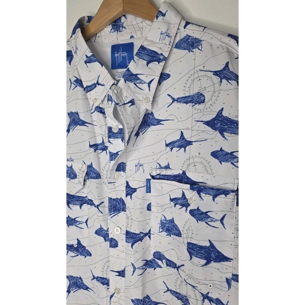 New Guy Harvey Men 2XL AO Slam Performance Fishing ShirtL/S Shark Boating Beach - Picture 2 of 6